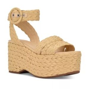 MARC FISHER LTD Womens Beige 2" Platform Marcell Wedge Espadrille Shoes 7.5 M